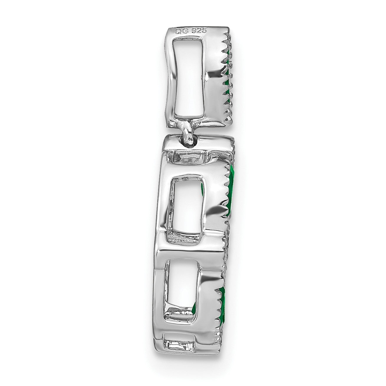 14k White Gold Marquise Emerald and Diamond Circle Chain Slide