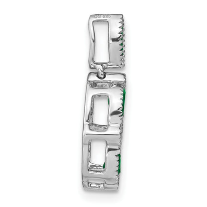 14k White Gold Marquise Emerald and Diamond Circle Chain Slide