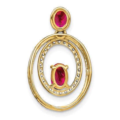 14k Ruby and Diamond Oval Pendant