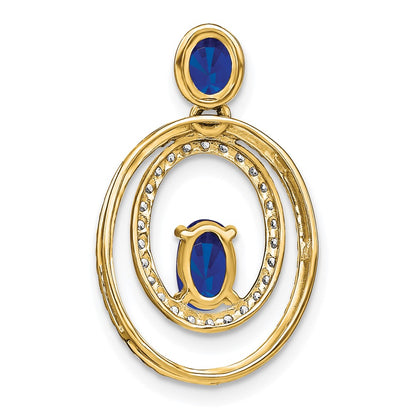 14k Sapphire and Diamond Oval Pendant