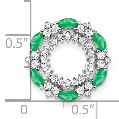 14k White Gold Marquise Emerald and Diamond Circle Chain Slide