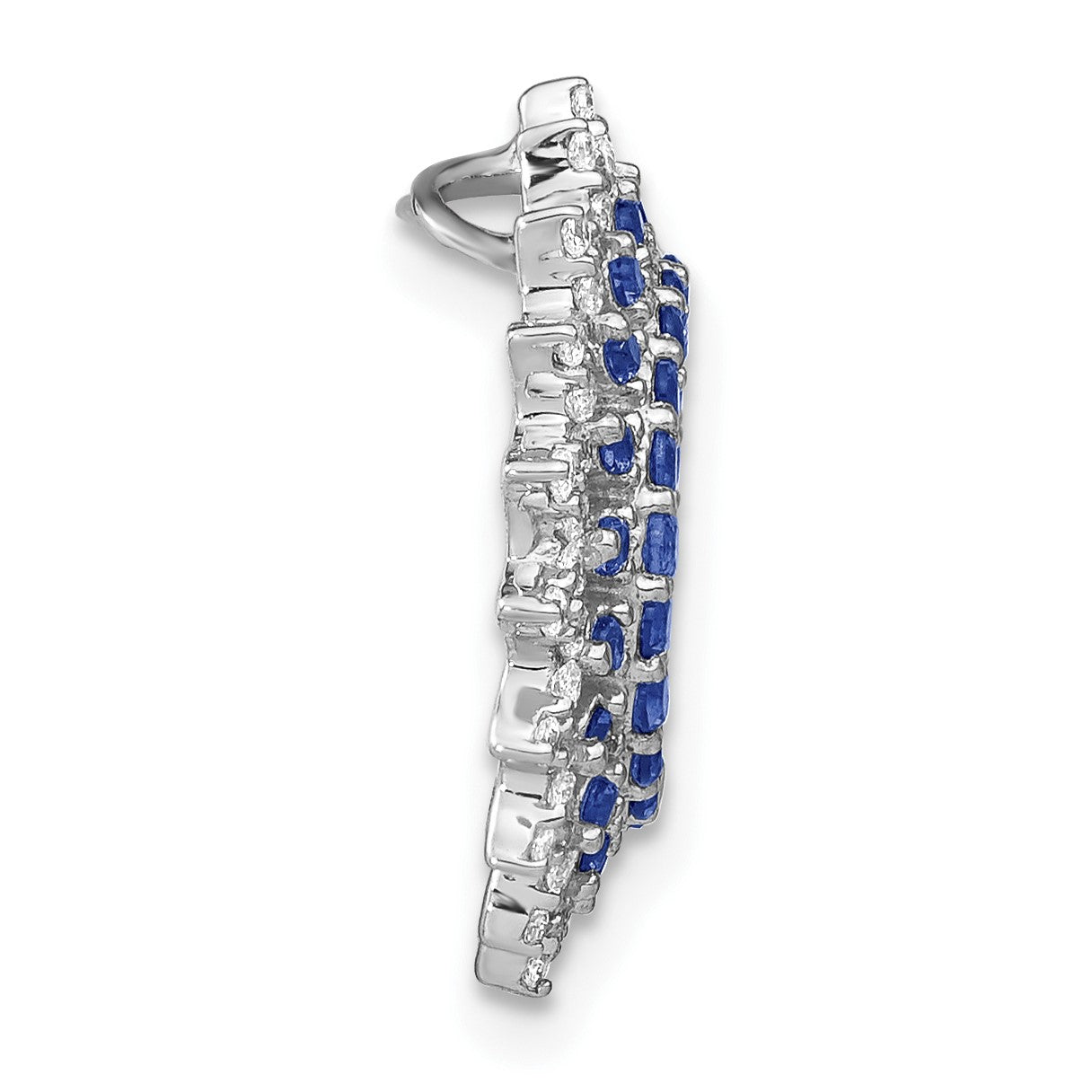 14k White Gold Sapphire and Diamond Sunburst Chain Slide