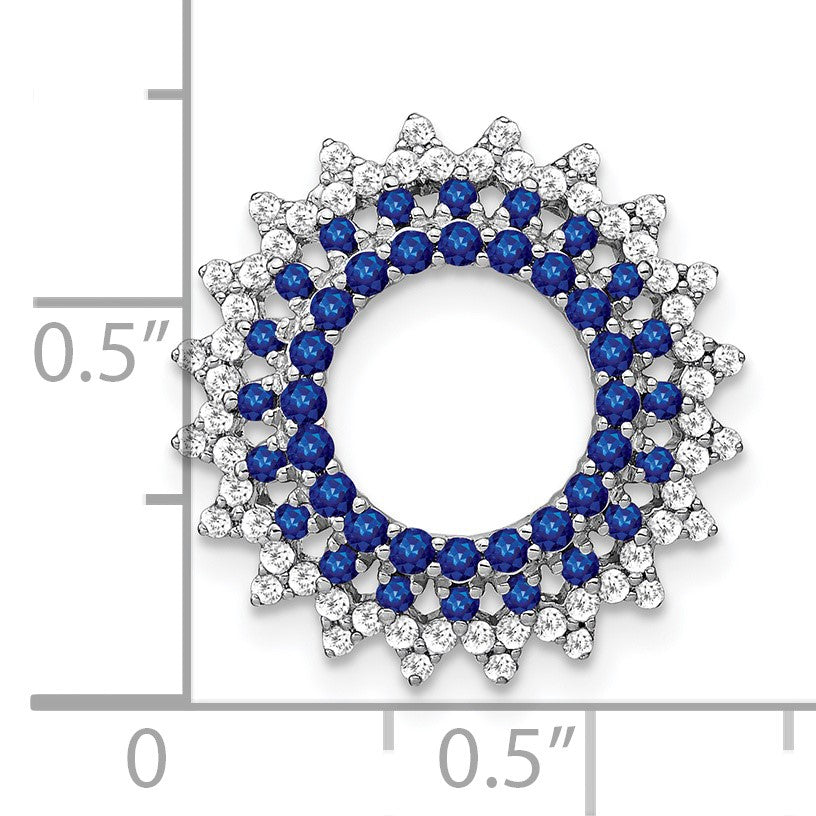 14k White Gold Sapphire and Diamond Sunburst Chain Slide