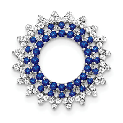 14k White Gold Sapphire and Diamond Sunburst Chain Slide