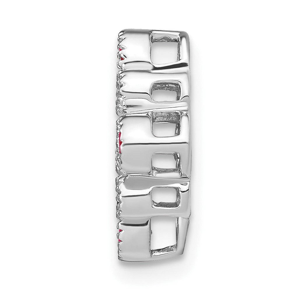 14k White Gold Pear Ruby and Diamond Chain Slide