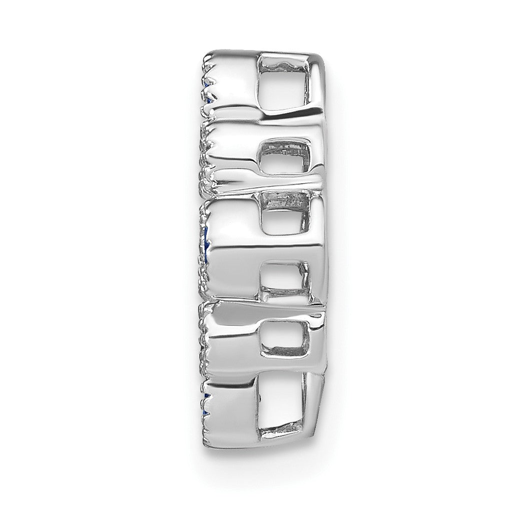 14k White Gold Pear Sapphire and Diamond Chain Slide