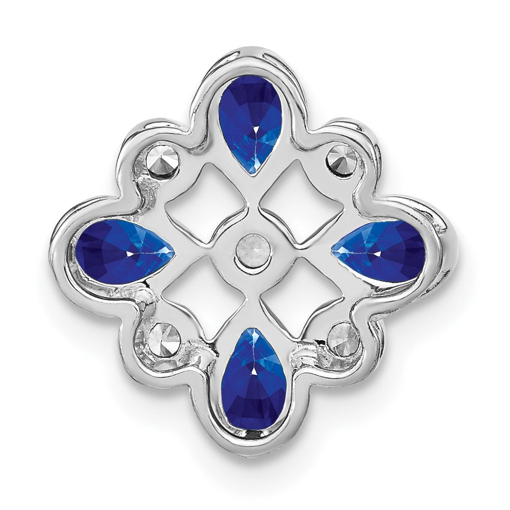 14k White Gold Pear Sapphire and Diamond Chain Slide