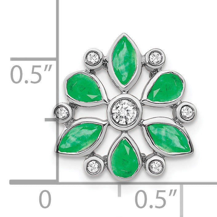 14k White Gold Pear and Marquise Emerald and Diamond Chain Slide