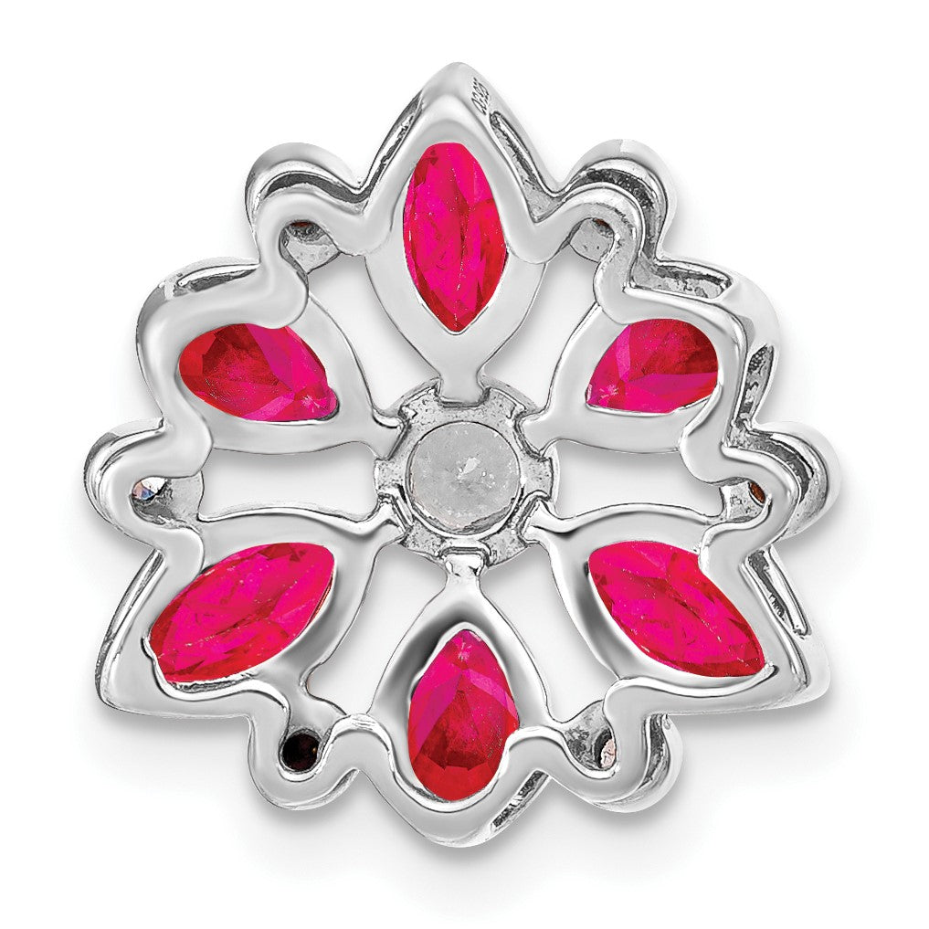 14k White Gold Pear and Marquise Ruby and Diamond Chain Slide