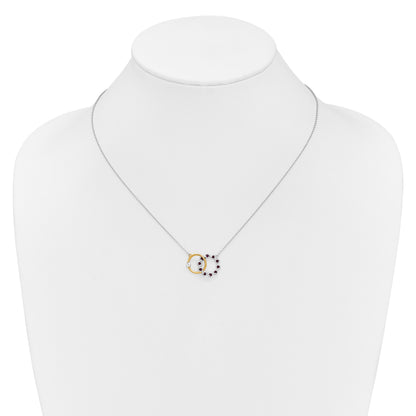 14k Two-tone Ruby and Diamond Interlocked Rings 18 inch Necklace