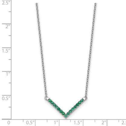 14k White Gold Emerald 18 inch V-Necklace
