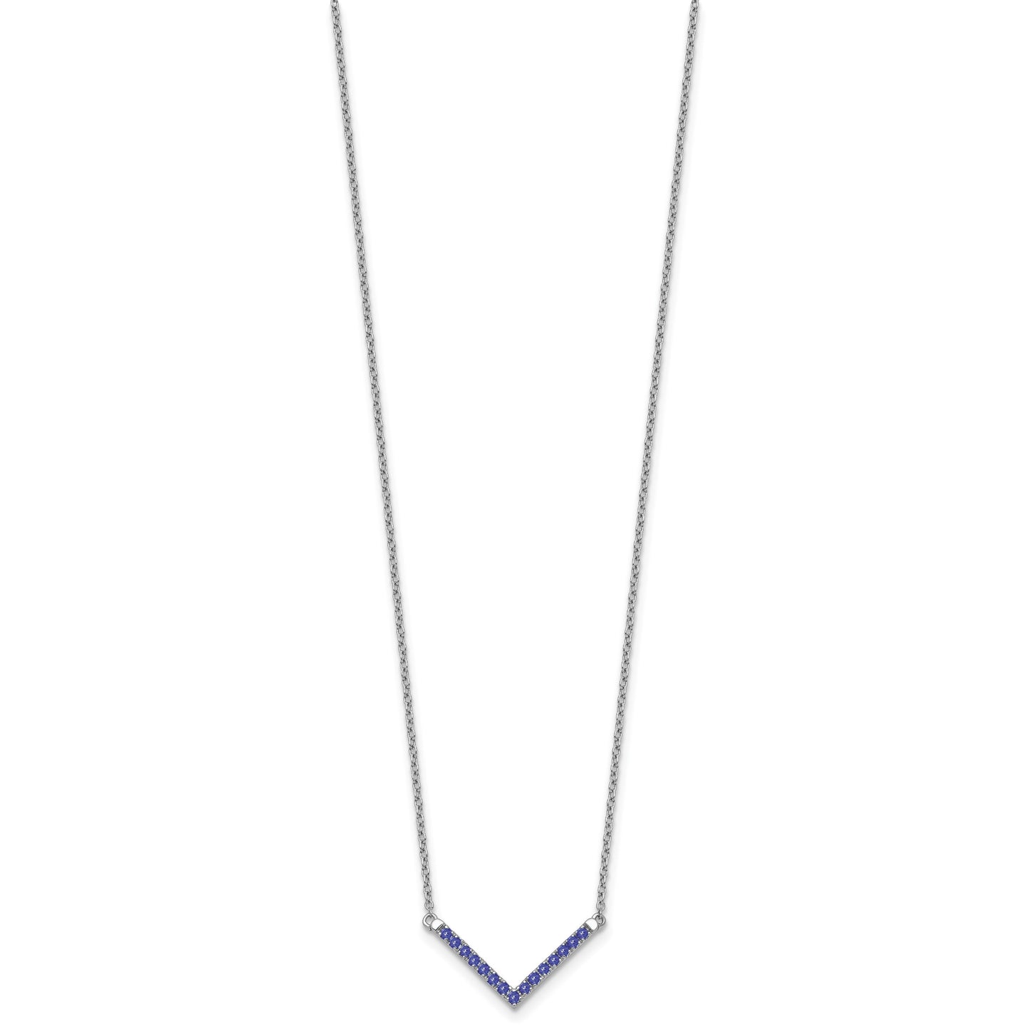 14k White Gold Tanzanite 18 inch V-Necklace