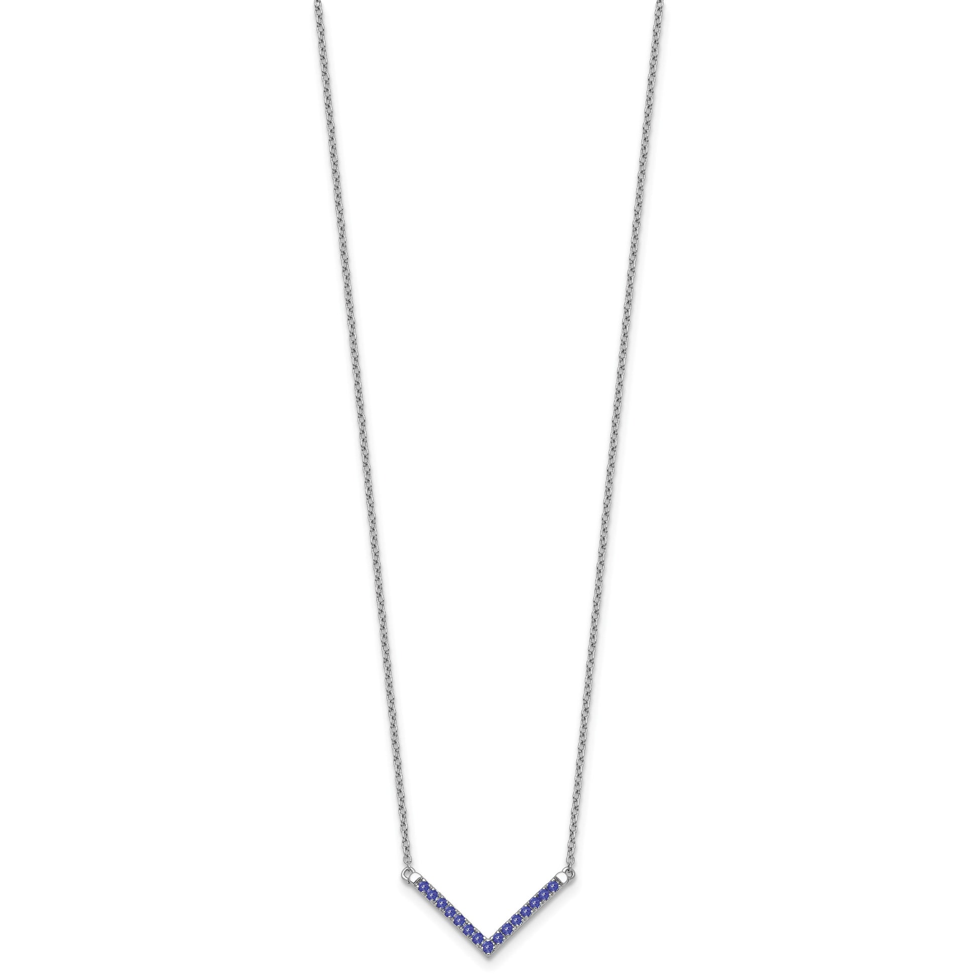 14k White Gold Tanzanite 18 inch V-Necklace