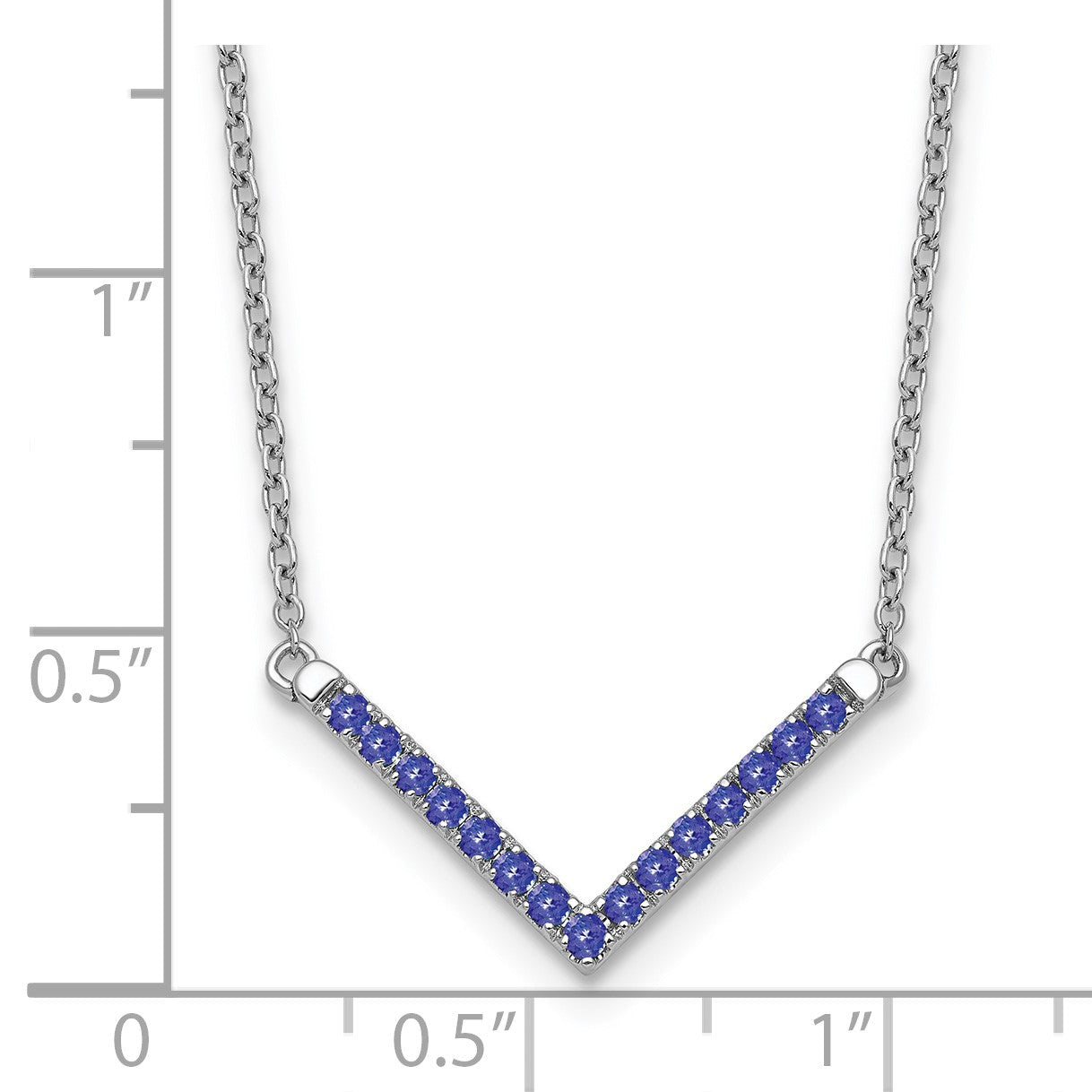 14k White Gold Tanzanite 18 inch V-Necklace