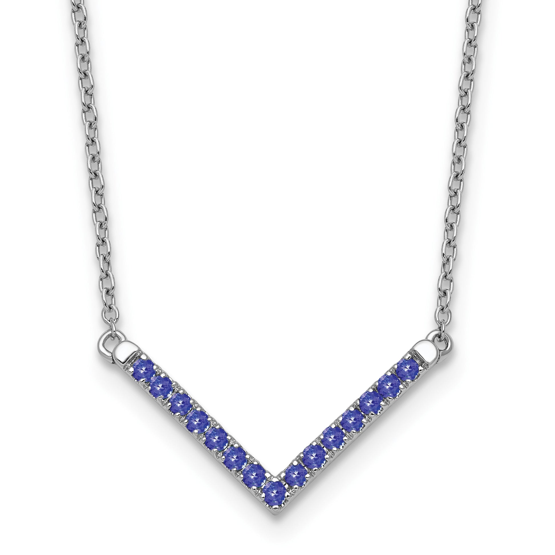 14k White Gold Tanzanite 18 inch V-Necklace