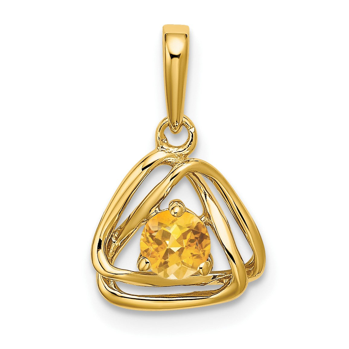 14k 4mm Round November/Citrine Triangle Pendant