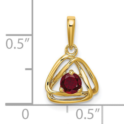 14k 4mm Round July/Lab Created Ruby Triangle Pendant
