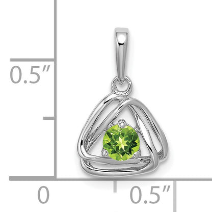 14k White Gold 4mm Round August/Peridot Triangle Pendant