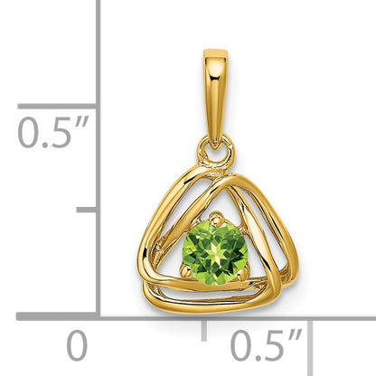 14k 4mm Round August/Peridot Triangle Pendant