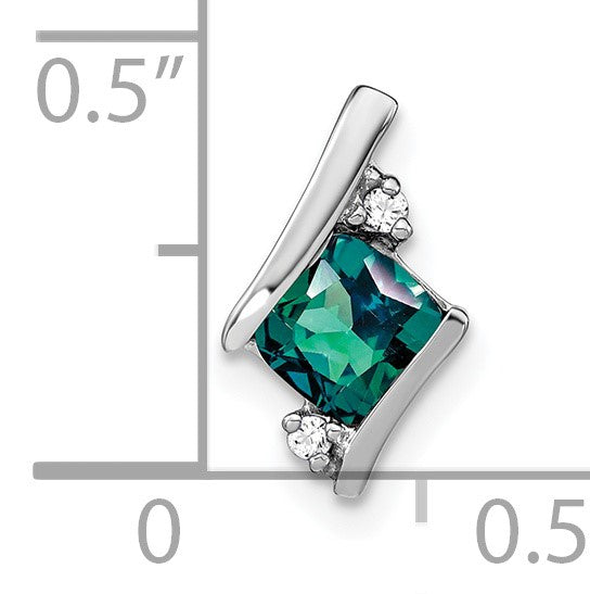 Sterling Silver Antique Cushion Cr. Alexandrite and Diamond Pendant