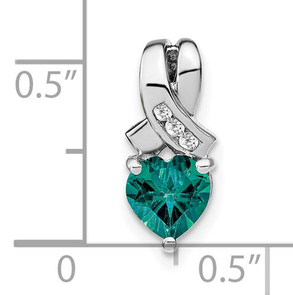 Sterling Silver Rhodium-plated Created Alexandrite/Diamond Pendant