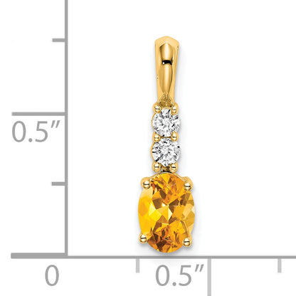 14K 7x5 Oval November/Citrine and Diamond Pendant