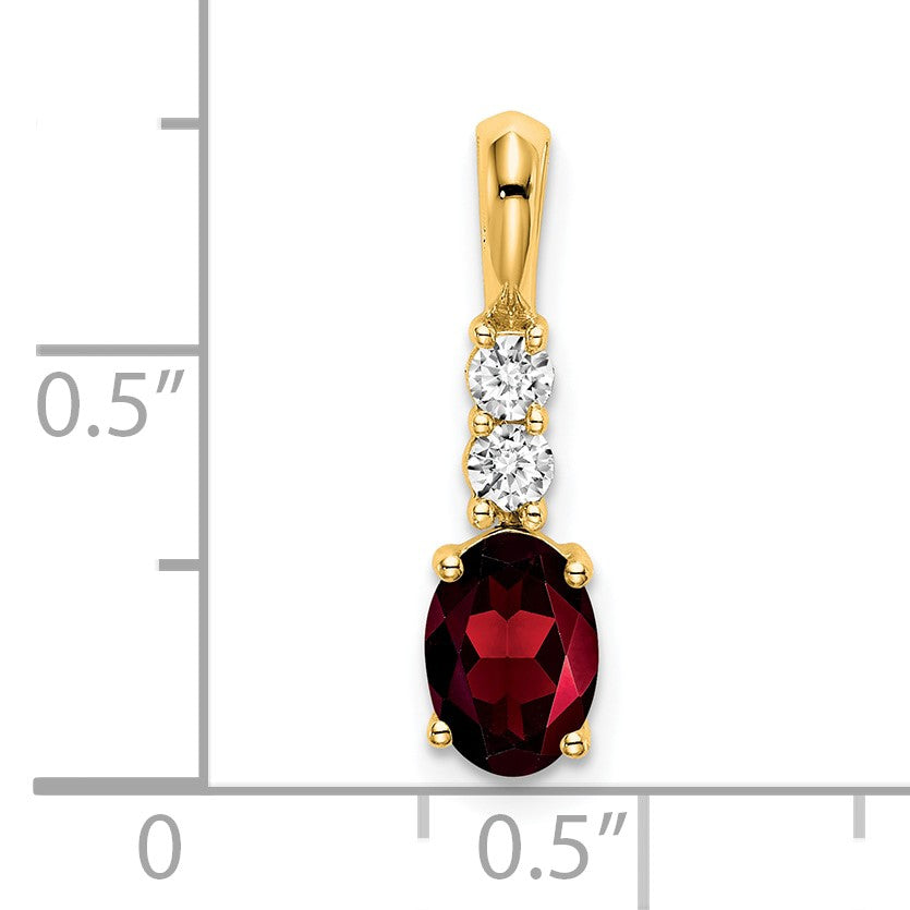 14K 7x5 Oval January/Garnet and Diamond Pendant