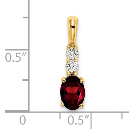 14K 7x5 Oval January/Garnet and Diamond Pendant