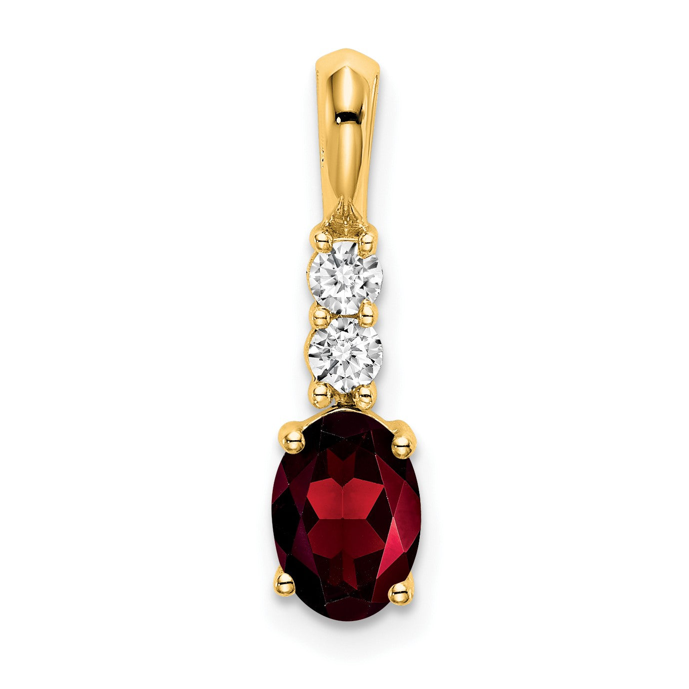14K 7x5 Oval January/Garnet and Diamond Pendant
