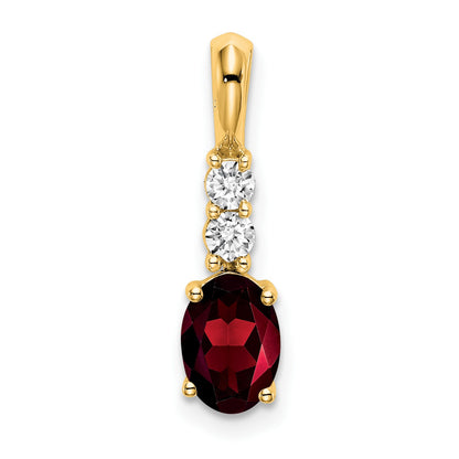 14K 7x5 Oval January/Garnet and Diamond Pendant