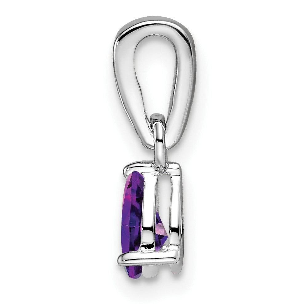 14k White Gold 6x4 Pear February/Amethyst and Diamond Pendant