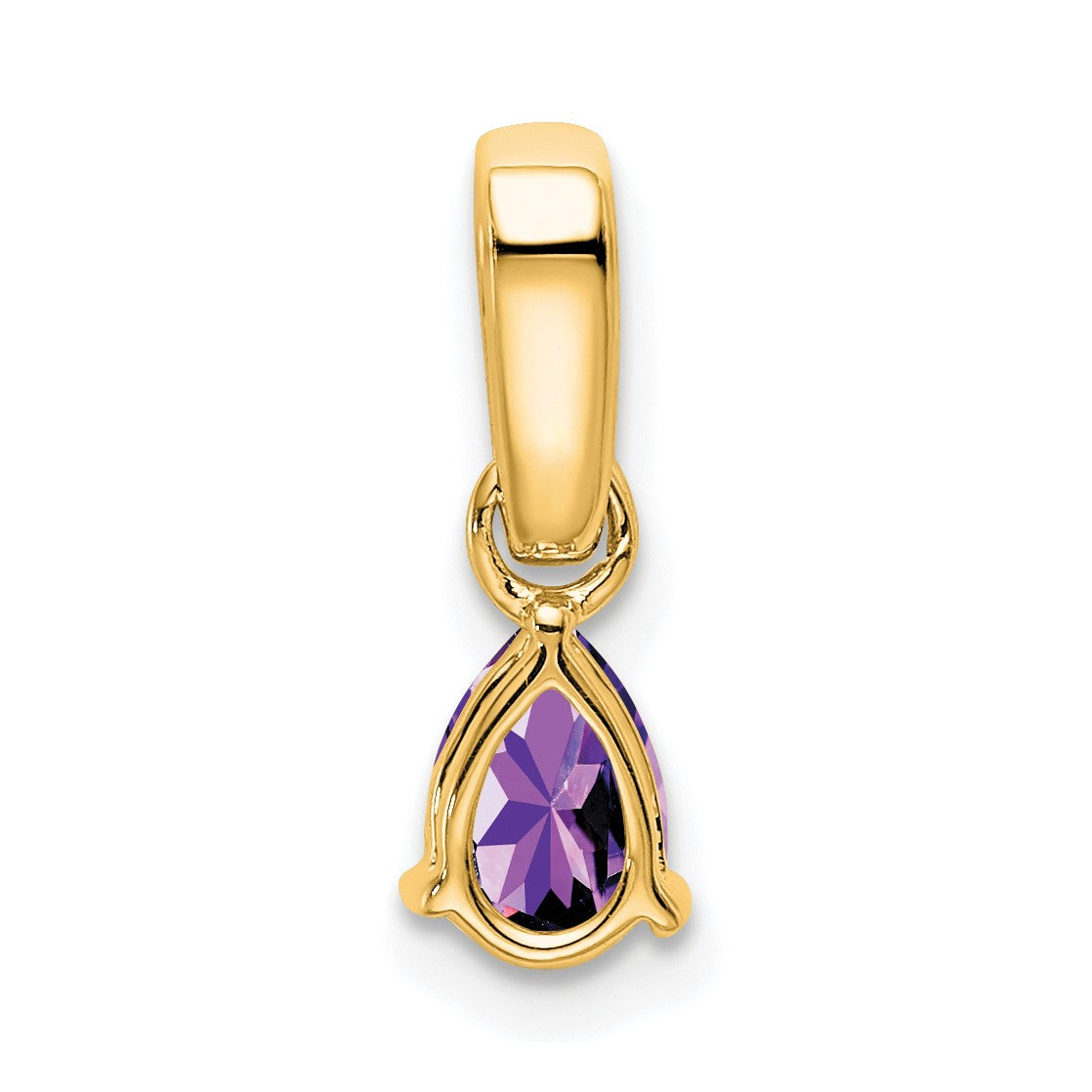 14K 6x4 Pear February/Amethyst and Diamond Pendant