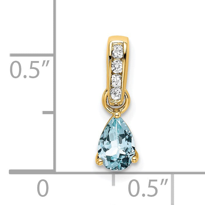 14K 6x4 Pear March/Aquamarine and Diamond Pendant