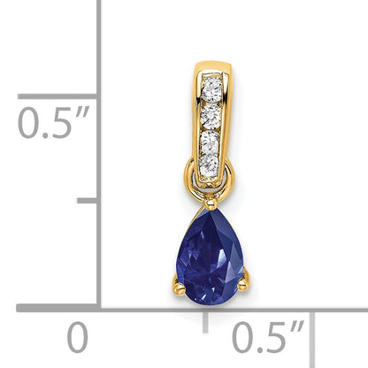 14K 6x4 Pear September/Lab Created Sapphire and Diamond Pendant