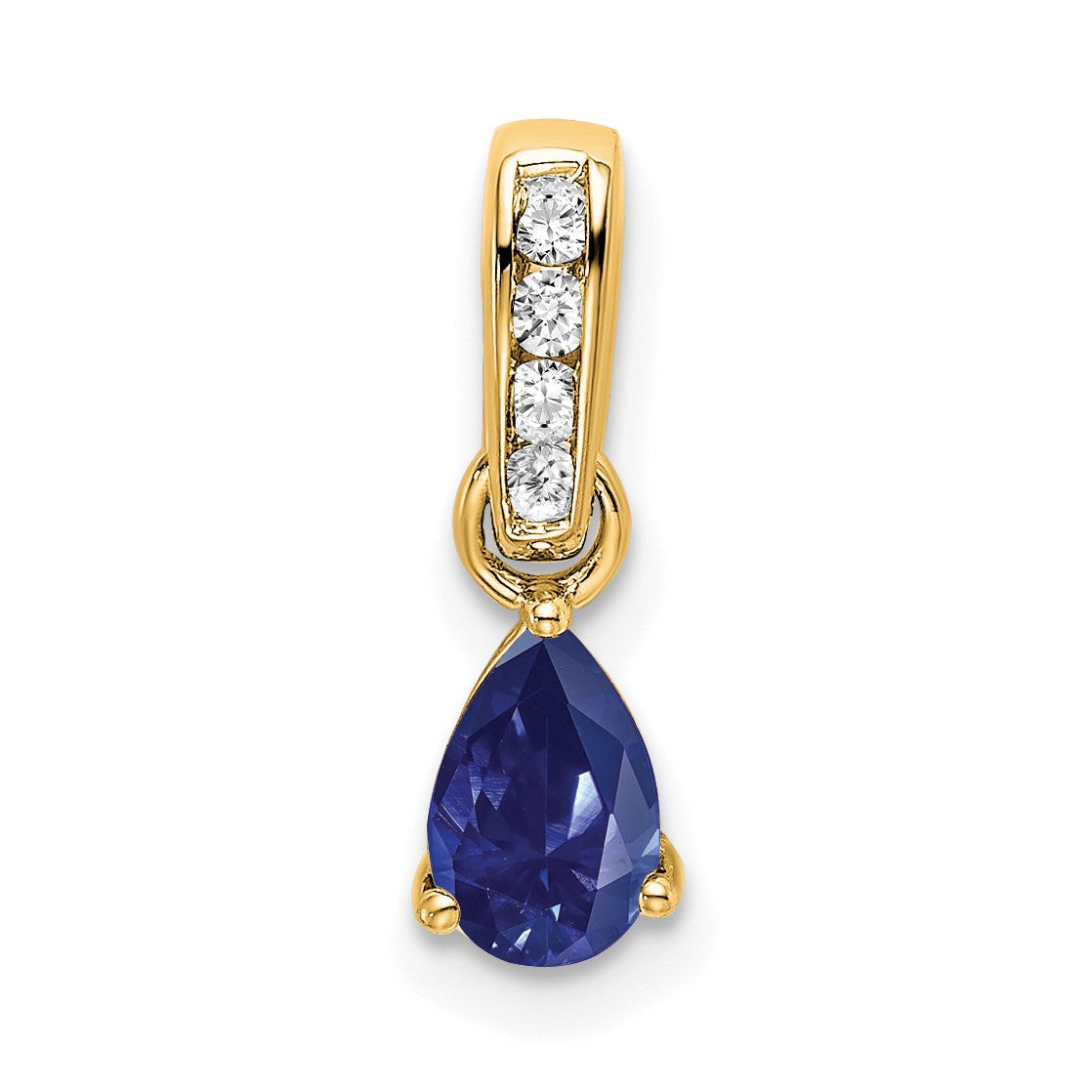 14K 6x4 Pear September/Lab Created Sapphire and Diamond Pendant