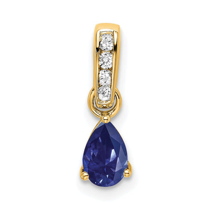 14K 6x4 Pear September/Lab Created Sapphire and Diamond Pendant