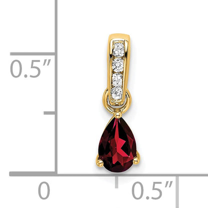 14K 6x4 Pear January/Garnet and Diamond Pendant
