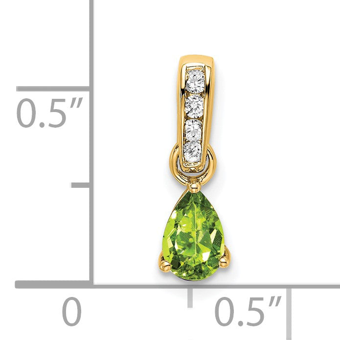 14K 6x4 Pear August/Peridot and Diamond Pendant