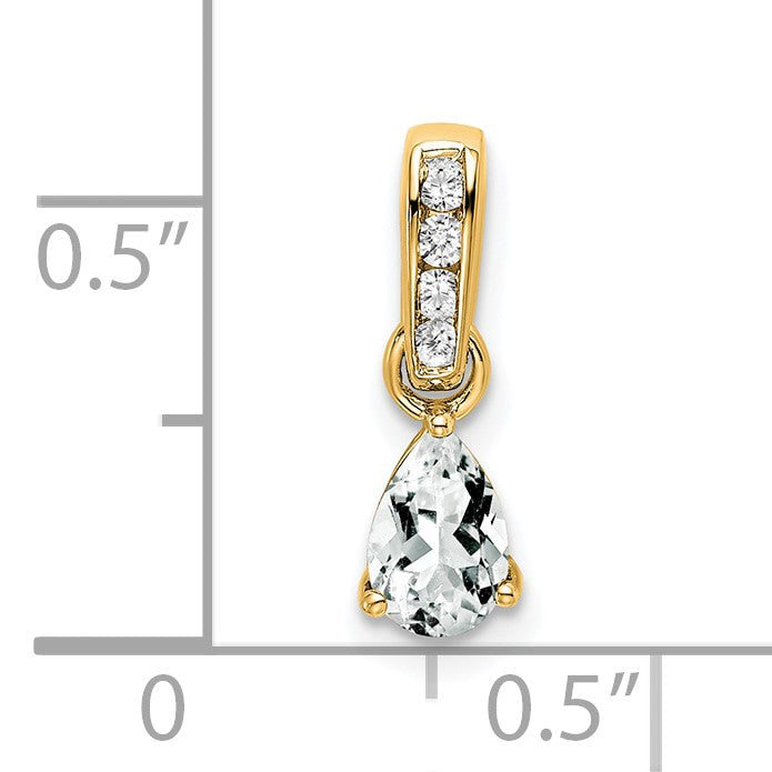 14K 6x4 Pear April/White Topaz and Diamond Pendant