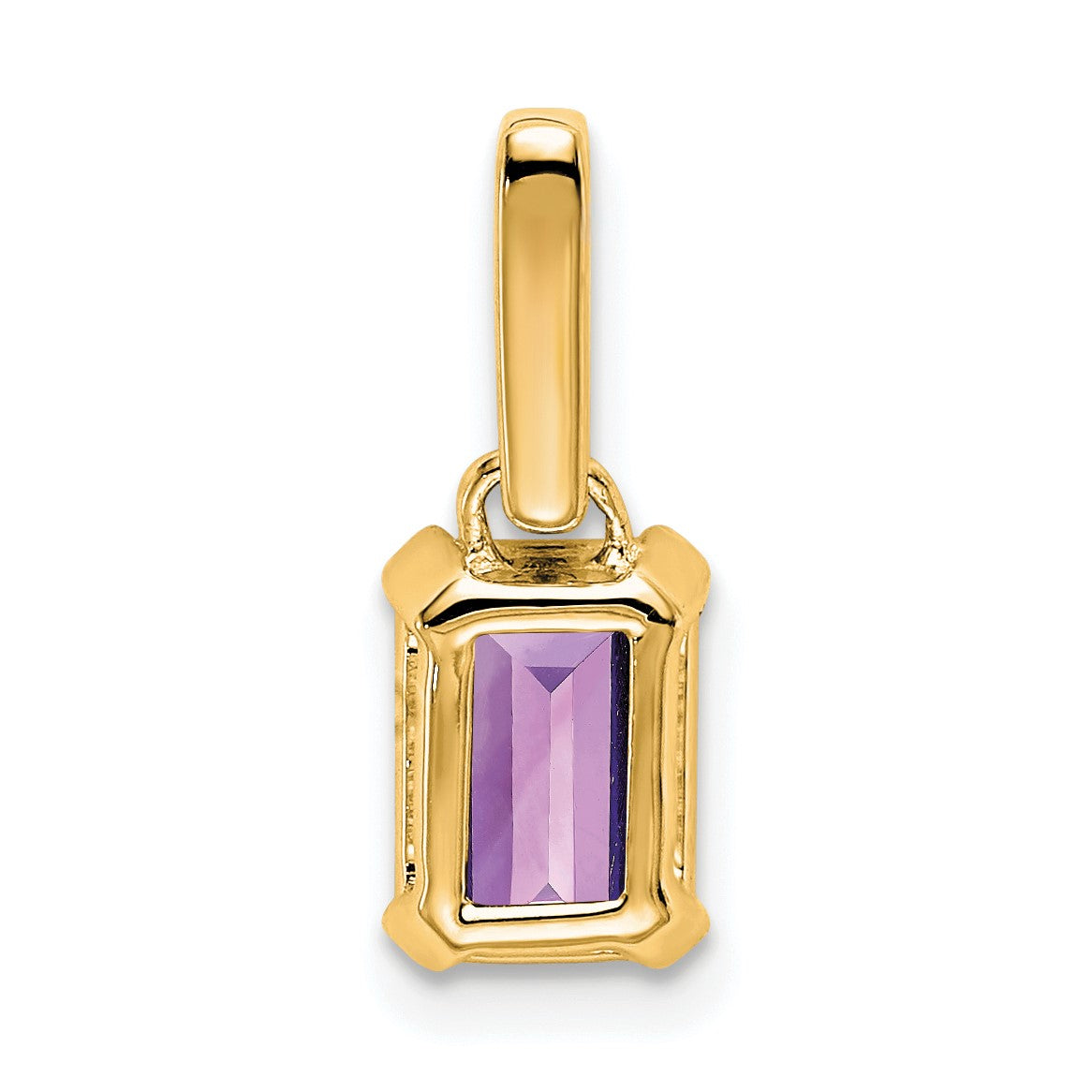 14k 7x5 Emerald-cut February/Amethyst and Diamond Pendant