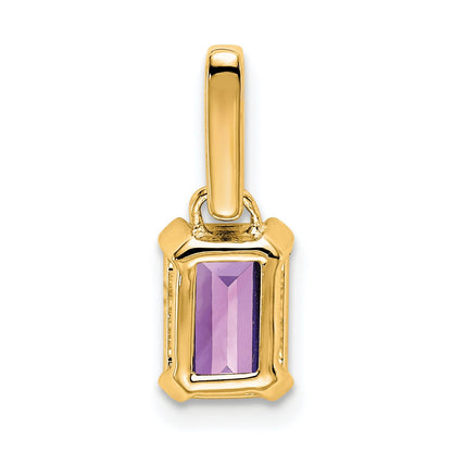 14k 7x5 Emerald-cut February/Amethyst and Diamond Pendant