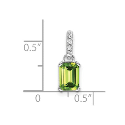 14K White Gold Peridot and Diamond Pendant