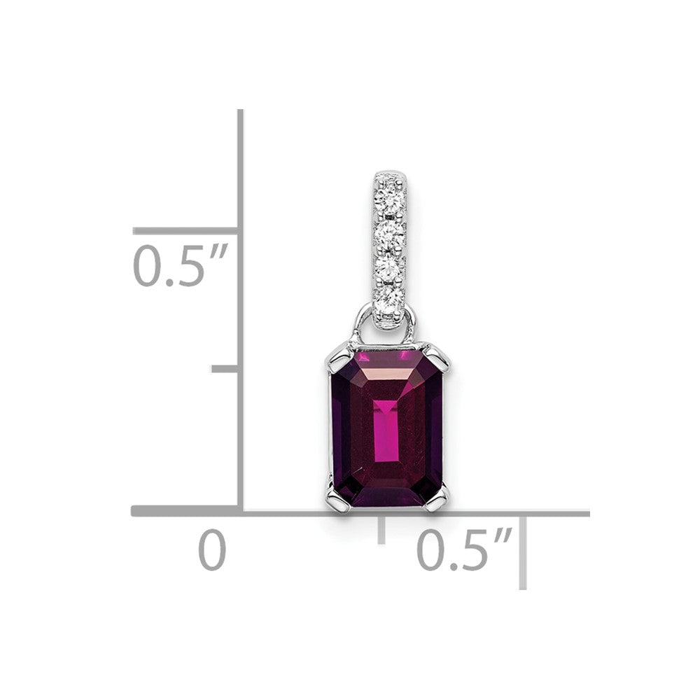 14K White Gold Rhodolite Garnet and Diamond Pendant