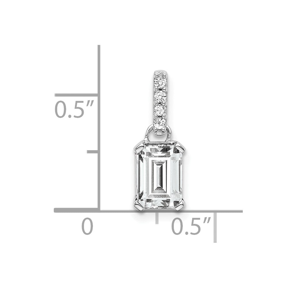 14K White Gold White Topaz and Diamond Pendant