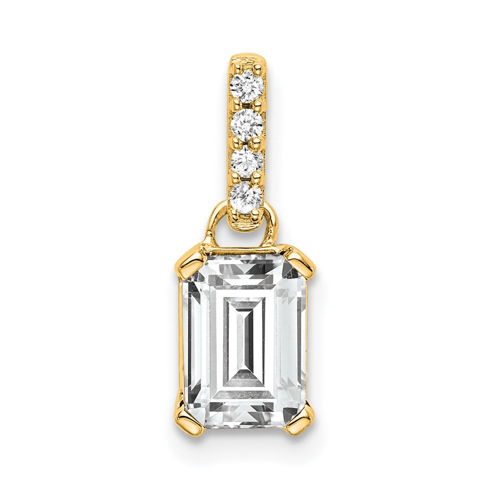 14K White Topaz and Diamond Pendant