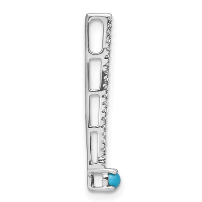 14k White Gold Turquoise and White Topaz Slide Fits up to 4mm Fancy Omega Only
