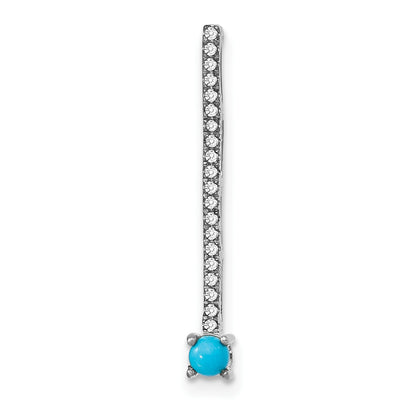14k White Gold Turquoise and White Topaz Slide Fits up to 4mm Fancy Omega Only