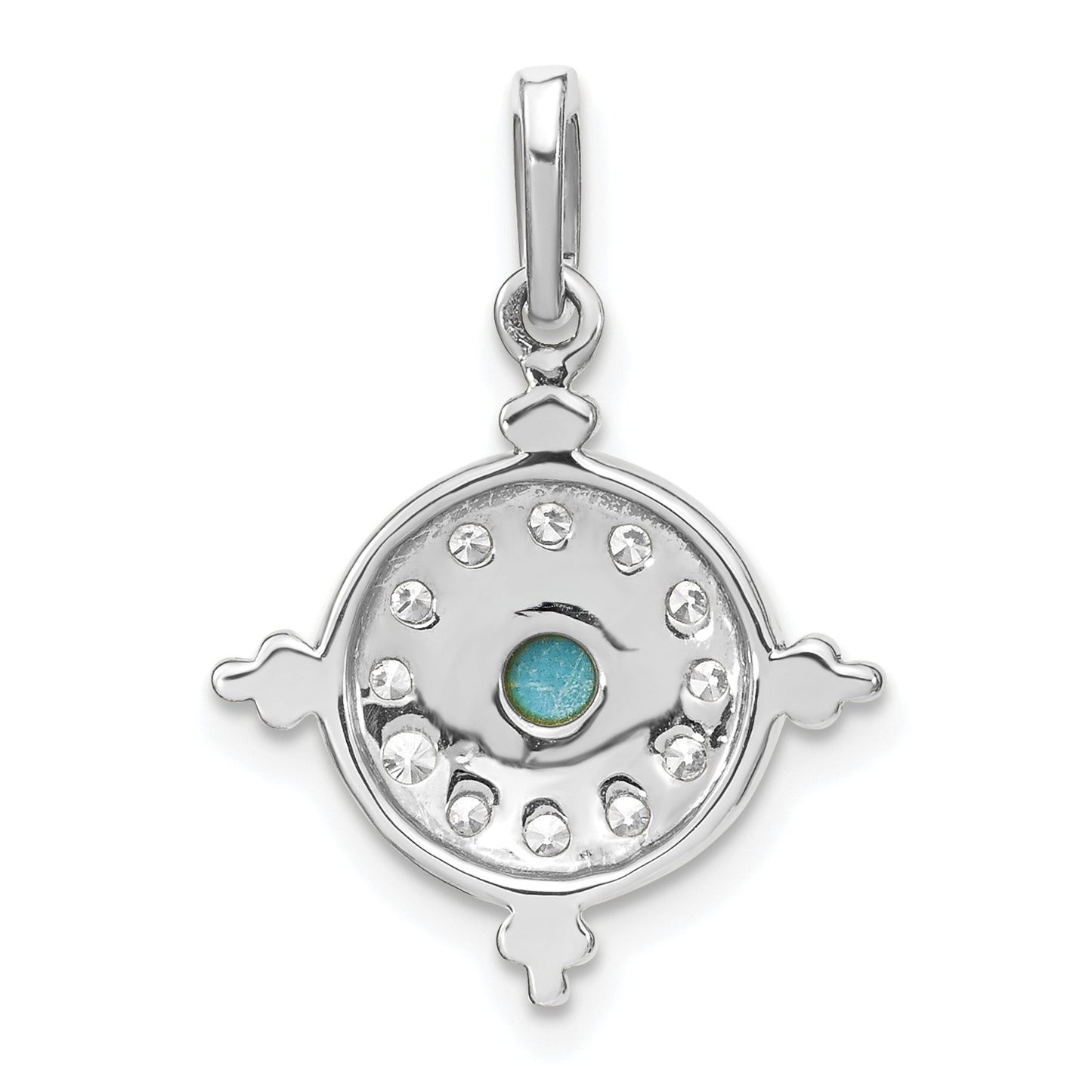 14k White Gold Turquoise and White Topaz Pendant