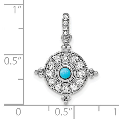 14k White Gold Turquoise and White Topaz Pendant