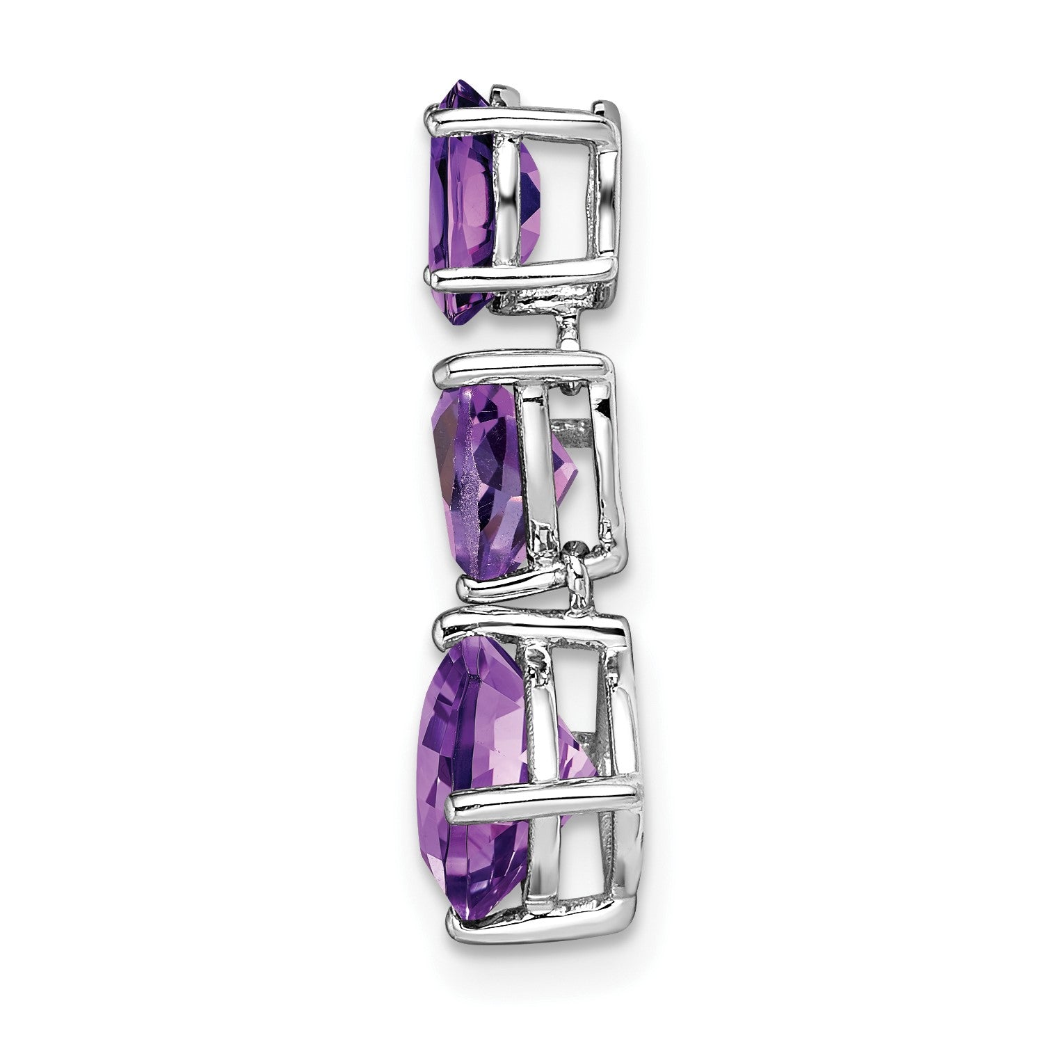 14k White Gold Oval/Pear/Cushion Amethyst Chain Slide